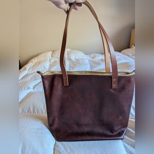 Portland Leather Goods Brown Zippered Tote Bag